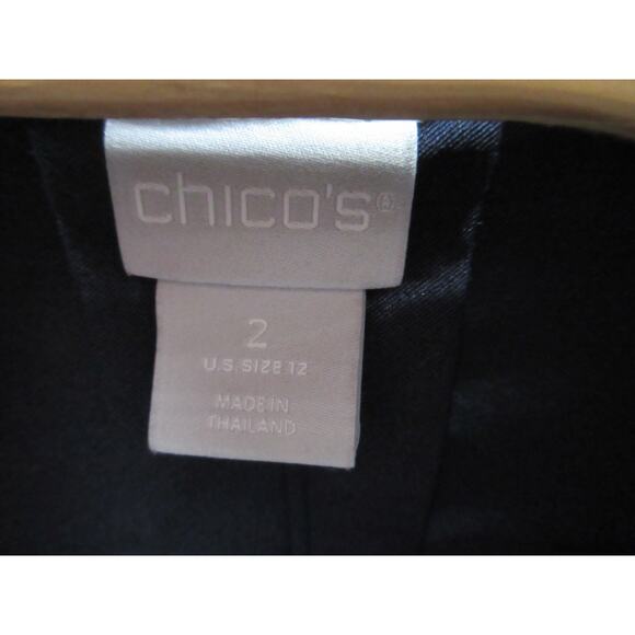 Chico's Womens No-Iron Blue Chic Stretch Bow-and-Grommet Tunic Top Sz 2, 12 US - Picture 2 of 16